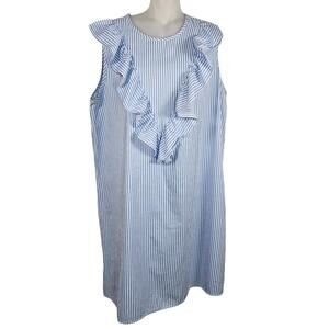 Nursing Queen Maternity Dress 2X Breastfeeding Blue Striped Zippers Ruffle